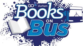 image of books on bus