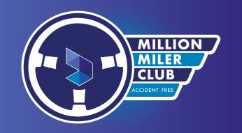 Image of the Million Miler Club Logo with a steering wheel and Godurham colors 