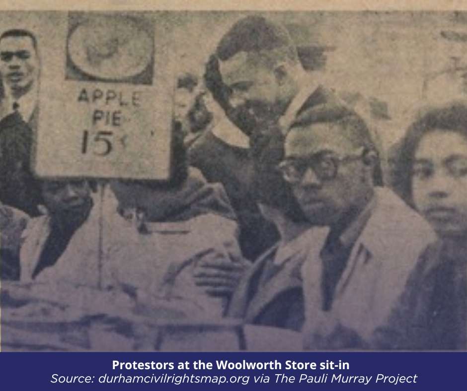 African American Protestors during the sit-in at the Woolworth Store in Durham, NC African American Protestors during the sit-in at the Woolworth Store in Durham, NC